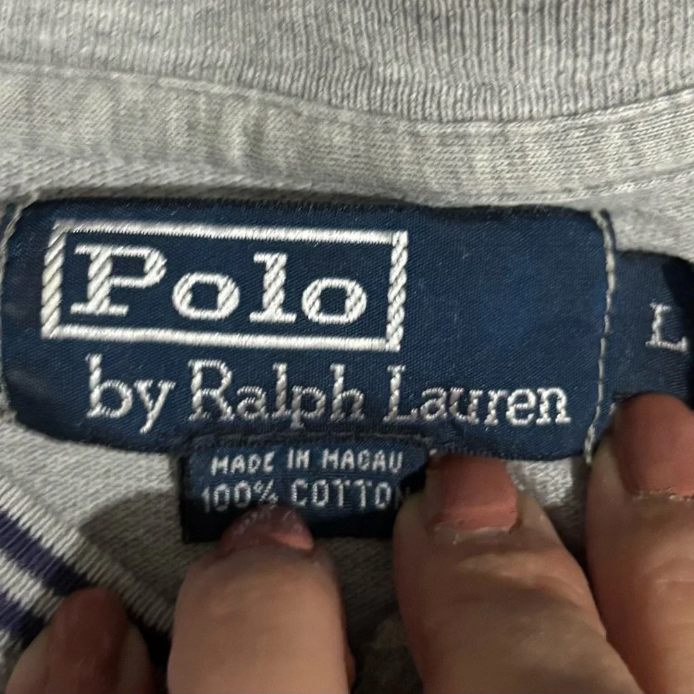 Polo Ralph Lauren Men's Solid Gray V-Neck Short Sleeve Cotton‎ Pique Shirt L